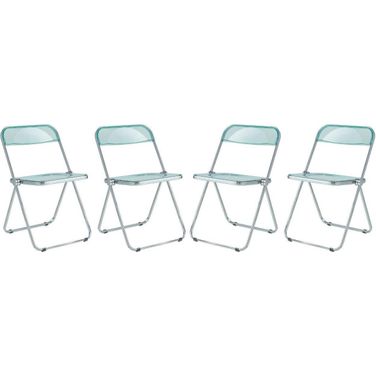 Lawrence Acrylic Folding Chair With Metal Frame Set Of 4 In Jade Green