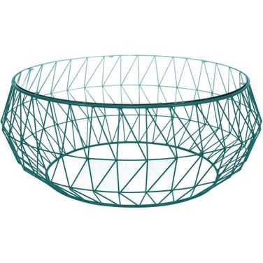 Malibu Modern Round Glass Top Coffee Table With Chrome Base In Blue