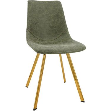 Leisuremod Markley Modern Leather Dining Chair With Gold Legs MCG18G