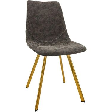 Leisuremod Markley Modern Leather Dining Chair With Gold Legs MCG18GR