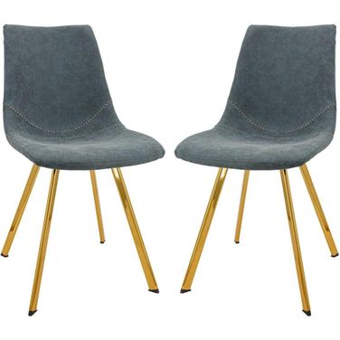 Leisuremod Markley Modern Leather Dining Chair With Gold Legs Set Of 2 MCG18BU2