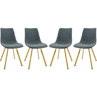 Leisuremod Markley Modern Leather Dining Chair With Gold Legs Set Of 4 MCG18BU4