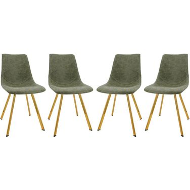 Leisuremod Markley Modern Leather Dining Chair With Gold Legs Set Of 4 MCG18G4