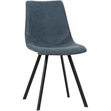 Markley Modern Leather Dining Chair With Metal Legs In Peacock