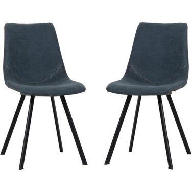 Markley Modern Leather Dining Chair With Metal Legs Set Of 2 In Peacock