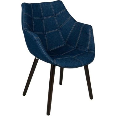 LeisureMod Milburn Denim Tufted Lounge Chair