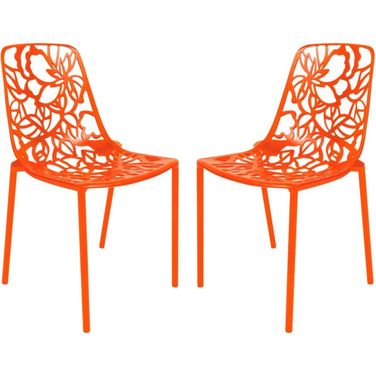 LeisureMod Modern Devon Aluminum Chair Set of 2 DC23OR2