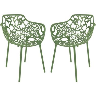 Modern Devon Aluminum Chair Set of 2 In Green
