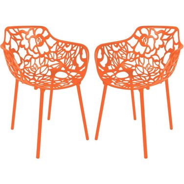 Modern Devon Aluminum Chair Set of 2 In Orange