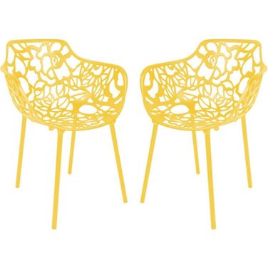 Modern Devon Aluminum Chair Set of 2 In Yellow