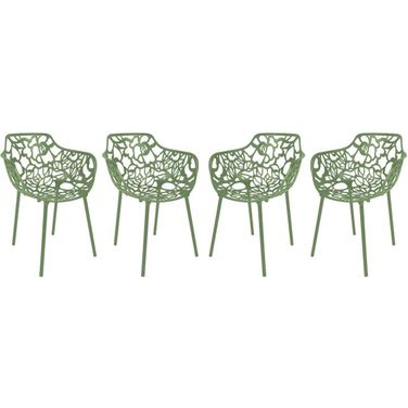 Modern Devon Aluminum Chair Set of 4 In Green