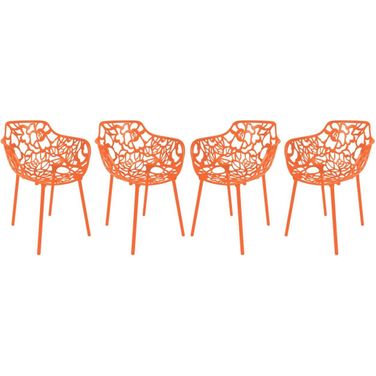 Modern Devon Aluminum Chair Set of 4 In Orange