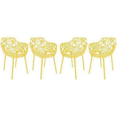 Modern Devon Aluminum Chair Set of 4 In Yellow