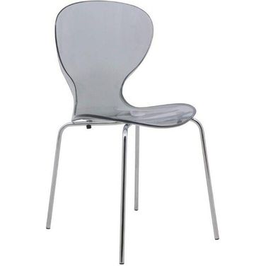 LeisureMod Oyster Black Transparent Side Chair