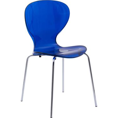 LeisureMod Oyster Blue Transparent Side Chair