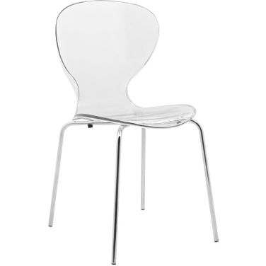 LeisureMod Oyster Clear Transparent Side Chair