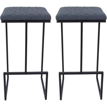 Quincy Leather Bar Stools With Metal Frame Set Of 2 In Peacock