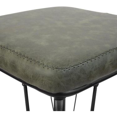 Quincy Quilted Stitched Leather Bar Stools With Metal Frame In Olive Green