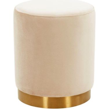 Leisuremod Remmey 16 Inch Round Velvet Ottoman With Gold Base RO15BG