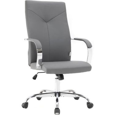 Leisuremod Sonora Modern High-Back Tall Adjustable Height Leather Conference Office Chair With Tilt And 360 Degree Swivel In Grey