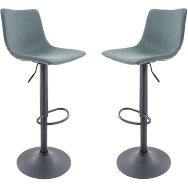 Leisuremod Tilbury Modern Peacock Adjustable Bar Stool Set Of 2 With Footrest And 360-Degree Swivel
