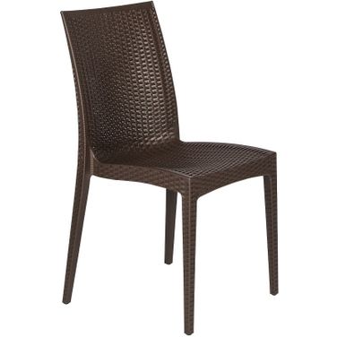 LeisureMod Weave Brown Mace Indoor Outdoor Dining Chair