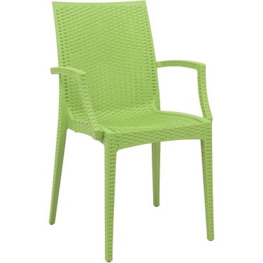 LeisureMod Weave Green Mace Indoor Outdoor Arm Chair