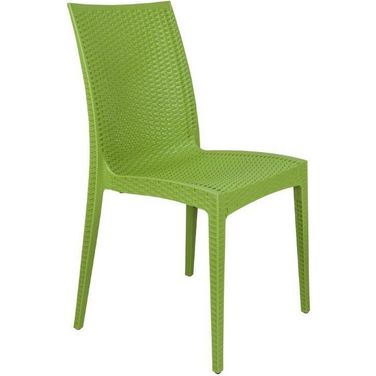 LeisureMod Weave Green Mace Indoor Outdoor Dining Chair
