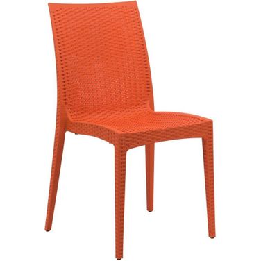 LeisureMod Weave Orange Mace Indoor Outdoor Dining Chair