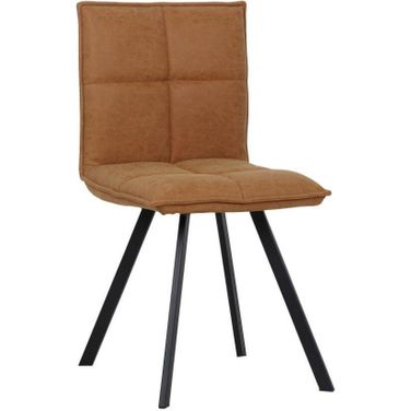 Wesley Modern Leather Dining Chair With Metal Legs In Light Brown