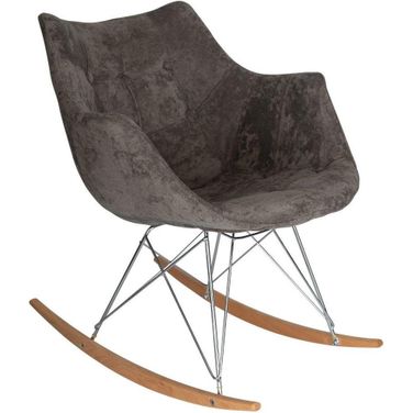 Willow Velvet Eiffel Base Rocking Chair In Brown