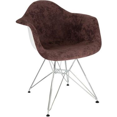 Willow Velvet Eiffel Metal Base Accent Chair In Brown