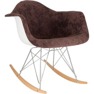 Wilson Velvet Eiffel Base Rocking Chair In Brown