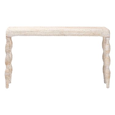 Lejane Handwoven Wicker Woven Seagrass Console Table In White Wash