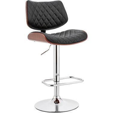 Leland Adjustable Black Faux Leather and Chrome Finish Bar Stool