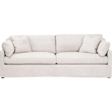 Stitch and Hand Lena 95 Inch Slope Arm Slipcover Sofa In Bisque and Espresso