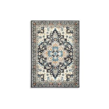 Leningston 8' x 10' Washable Rug In Black/Cream/Blue