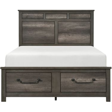 Lenior California King Platform Bed with Footboard Storage In Gray