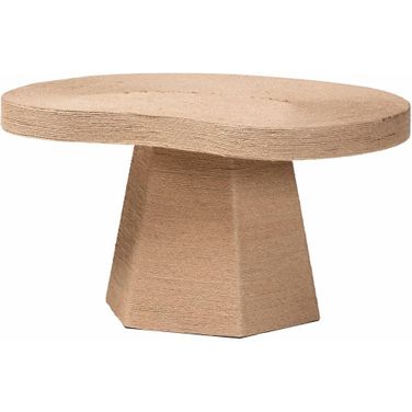 Lenka Handwoven Jute Coffee Table with Sculptural Base In Natural Brown