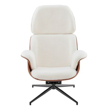 Lennart Swivel Lounge Chair In Ivory and Brown