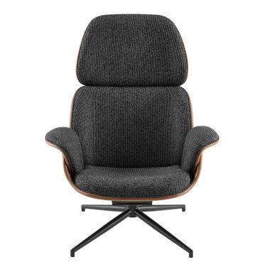 Lennart Swivel Lounge Chair In Matte Black and Brown