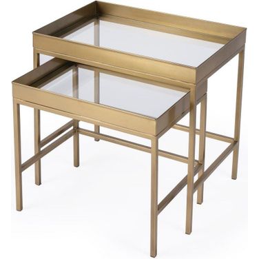 Lenny Gold 2 Piece Glass Nesting Tables