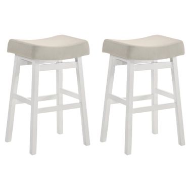 Lenon Bar Height Bar Stool Set of 2 In White and Cream