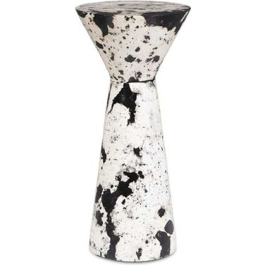 Lenora Stone Drink Table In Black and White