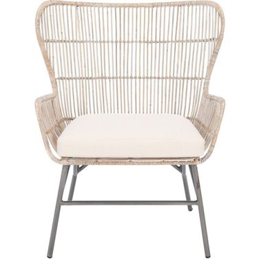Lenu Rattan Accent Chair with Cushion in Grey