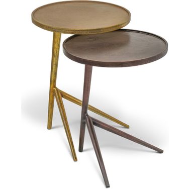 Leo Round Nesting Set In Antique Brass And Antique Copper