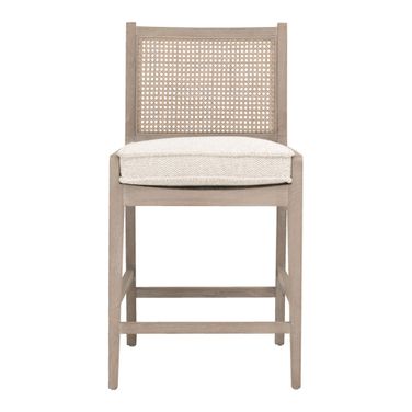 Leone Counter Stool In Gellar Linen and Natural Gray