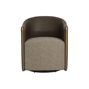 Leontine Swivel Lounge Chair In Eglinton Espresso and Gellar Earth