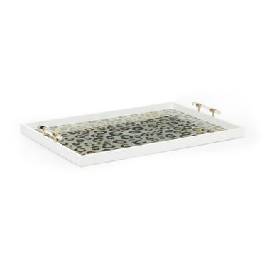 Leopard Patterned Tray In White and Tan
