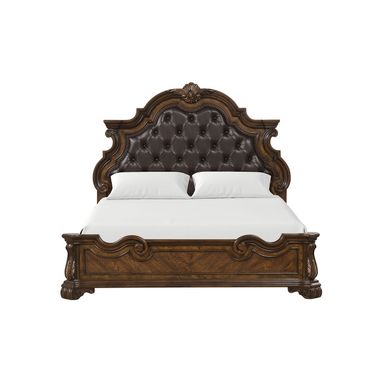 Leovanni Eastern king Upholstered Bed In Dark Brown